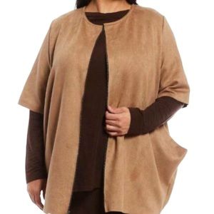 Bryn Walker Women’s Sz M Lagenlook Conrad Zip Jacket Faux Suede Short Sleeve